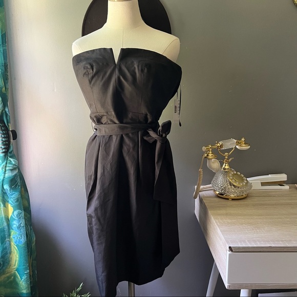 J Crew Tie Waist Black Strapless Dress Size 4 NWT - Picture 5 of 12